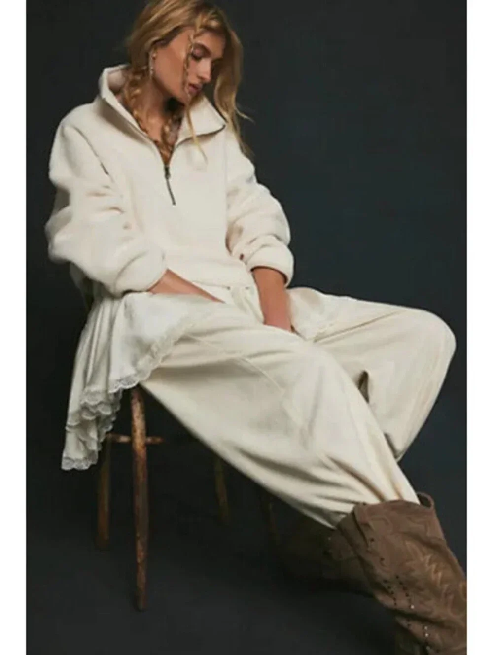 Free People Coco Faux Shearling Pullover Size XS cream  NWT